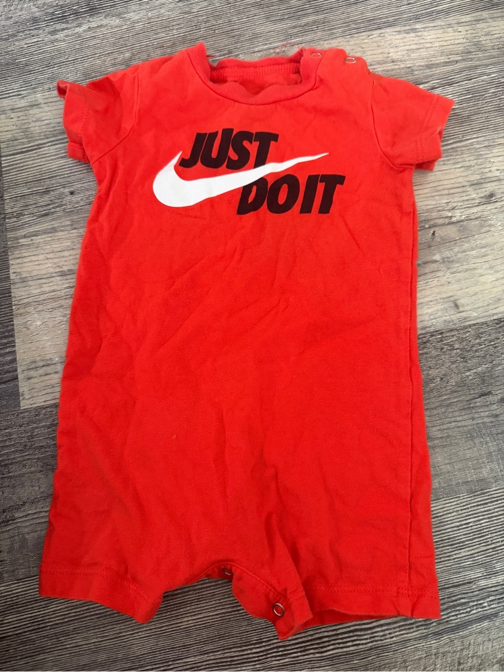 Nike Just Do It Baby Romper 9 Months Red Short Sleeve One Piece Cotton Summer